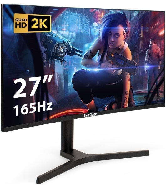 Монитор 27' ExeGate Combat EC2700TA VA 2560x1440, 165 Гц, 1 мс, 16:9, 300 кд/м², 1xHDMI, 1xDP, 2xUSB, 3.5 мм, изогнутый R1500, черный