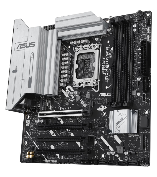 Материнская плата ASUS PRIME Z890M-PLUS WIFI, LGA 1851, Intel Z890, 4xDDR5, 6xSATA, 3xM.2, 1xPCIe 5.0 x16, 1xPCIe 4.0 x4, 2xPCIe 4.0 x1, 1xHDMI, 1xDP, 1x2.5Gb LAN, 2xUSB-A 2.0, 4xUSB-A 3.2 Gen 1, 1xUSB-A 3.2 Gen 2, 1xUSB-C 3.2 Gen 2x2, 3x3.5 мм, 7.1, mATX