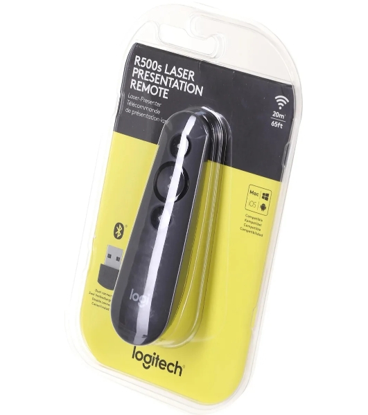 Презентер Logitech R500s Graphite черный, Bluetooth + 2.4 GHz, USB-ресивер, 3 программируемых кнопки, лазерная указка