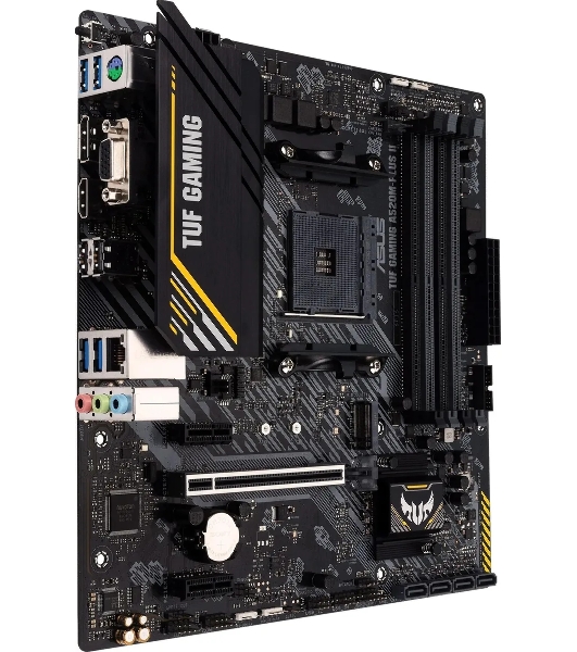 Материнская плата ASUS TUF GAMING A520M-PLUS II, AM4, AMD A520, 4xDDR4, 4xSATA, 1xM.2, 1xPCI-E 3.0 x16, 2xPCI-E x1, 1xHDMI, 1xDP, 1xVGA, 1x 1Gb LAN, 4xUSB 3.2 Gen 1, 2xUSB 2.0, 3x3.5 мм, 7.1, Micro-ATX