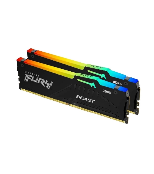 Оперативная память Kingston Fury Beast, DDR5, 64GB (2x32GB), 5600MHz, CL40, DIMM, с радиатором, RGB, черный