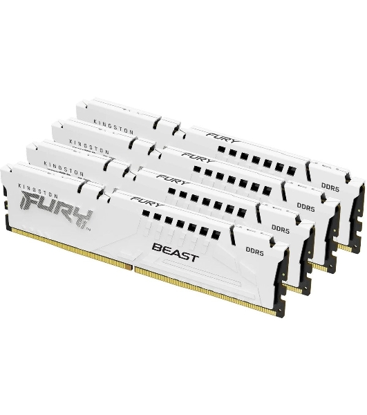 Оперативная память Kingston Fury Beast, DDR5, 64Gb (4x16 Gb), 6000 MHz, CL40, DIMM, радиатор, белый