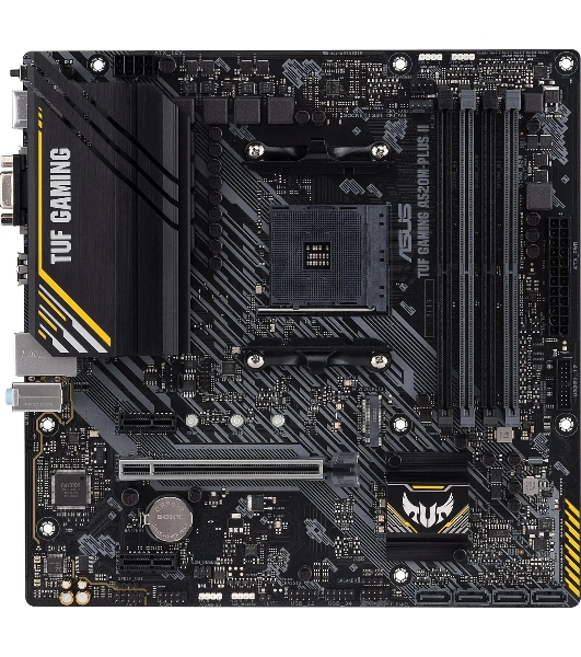 Материнская плата ASUS TUF GAMING A520M-PLUS II, AM4, AMD A520, 4xDDR4, 4xSATA, 1xM.2, 1xPCI-E 3.0 x16, 2xPCI-E x1, 1xHDMI, 1xDP, 1xVGA, 1x 1Gb LAN, 4xUSB 3.2 Gen 1, 2xUSB 2.0, 3x3.5 мм, 7.1, Micro-ATX