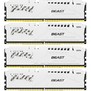 Оперативная память Kingston Fury Beast, DDR5, 64Gb (4x16 Gb), 6000 MHz, CL40, DIMM, радиатор, белый