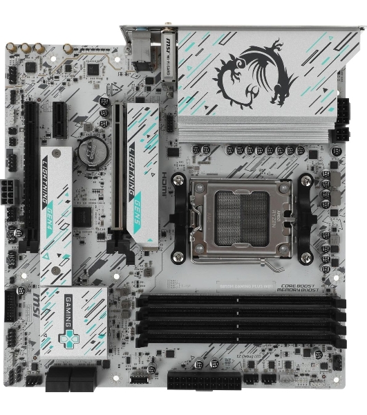 Материнская плата MSI B850M GAMING PLUS WIFI, AM5, AMD B850, 4xDDR5, 4xSATA, 2xM.2, 1xPCIe 5.0 x16, 1xPCIe 4.0 x4, 1xPCIe 3.0 x1, 1xDP, 1xHDMI, 1x5Gb LAN, Wi-Fi 7, Bluetooth 5.4, 3xUSB-C 10Gbps, 3xUSB-A 10Gbps, 3xUSB-A 5Gbps, 3x3.5 мм, 7.1, mATX