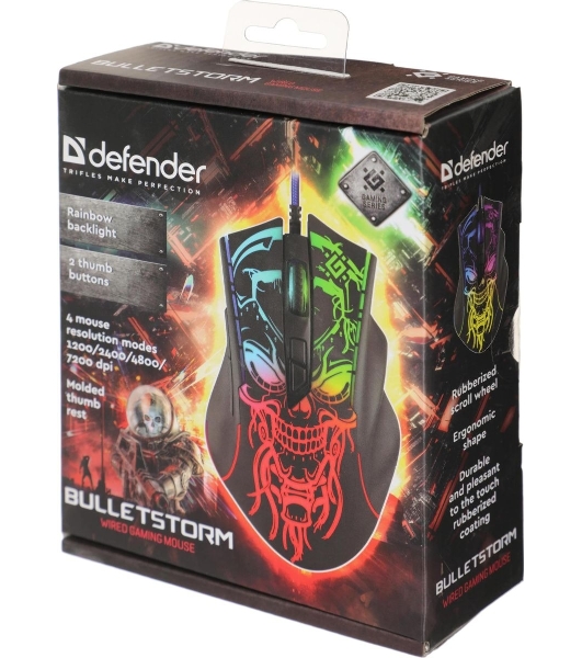 Мышь проводная Defender Bulletstorm GM-928 черный, 7200 dpi, USB, кнопки - 7
