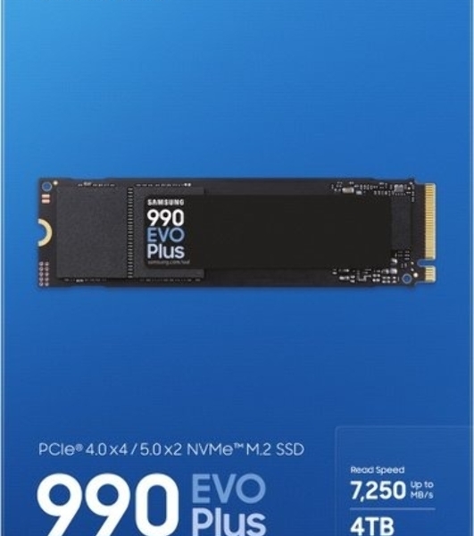 Накопитель SSD Samsung 990 EVO Plus, 4 ТБ, M.2 2280, PCIe 4.0 x4, NVMe 2.0, R/W 7250/6300