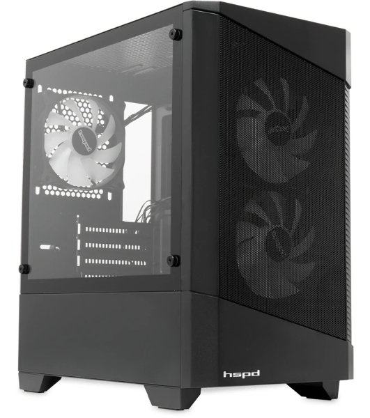 Компьютерный корпус HSPD M330, Mesh Mini-tower, черный, TG, 0.6 SPCC, 3x120mm ARGB mATX, mITX 175/330/160mm 2x2.5', 2x3.5', 4xPCI 1xUSB-A 3.0, 2xUSB-A1.0 365x216x405mm