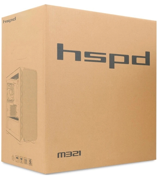 Компьютерный корпус без блока питания HSPD M321, Mesh Mini-tower, черный, slide TG, 0.45 SPCC, 2x140мм ARGb+1x120мм ARGb mATX, mITX 160/340/184мм 2x2.5', 2x3.5', 4xPCI 2xUSB-A 3.0, 1xUSB-A 1.0 390x200x385мм