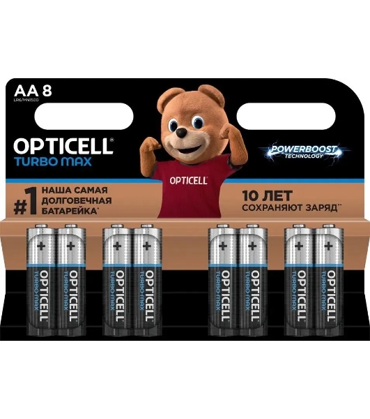 Батарея Opticell Turbo MAX LR6 AA (8шт) блистер