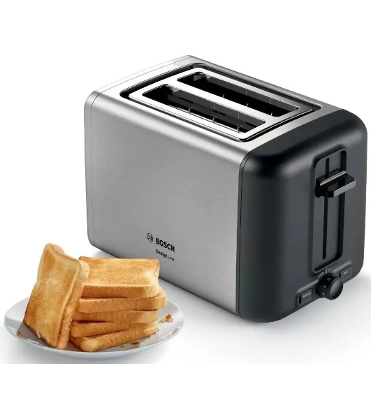 Тостер Bosch TAT3P420 нержавеющая сталь, 970 Вт, 2 слота