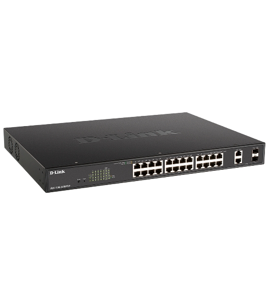 Коммутатор D-Link DGS-1100-26MPPV2/A3A, 24×1 Гбит/с + 2×1 Гбит/с SFP, настраиваемый