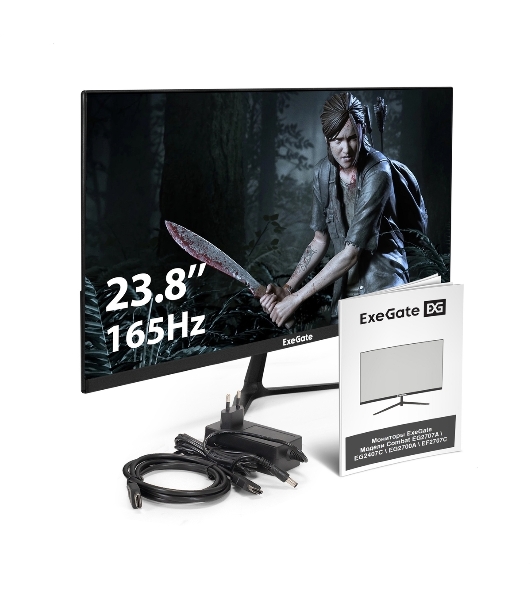 Монитор 23.8' ExeGate Combat EG2407C IPS 1920x1080, 165 Гц, 1 мс, 16:9, 300 кд/м2, 1xHDMI, 1xDP, 1x3.5 мм, черный