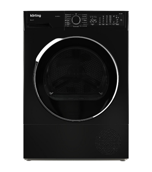 Сушильная машина Korting KD 60HP109 N черный, 10 кг, сушка - конденсационная, программ - 15, 59.6 x 84.5 x 63.9 см