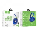 Беспроводные/проводные наушники Hoco W43 Blue синий, накладные, Bluetooth + проводной, складная конструкция, до 25 ч., фото2