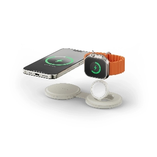 Переносное зарядное устройство Satechi Qi2 OntheGo 2-in-1 Wireless Charger, песочный