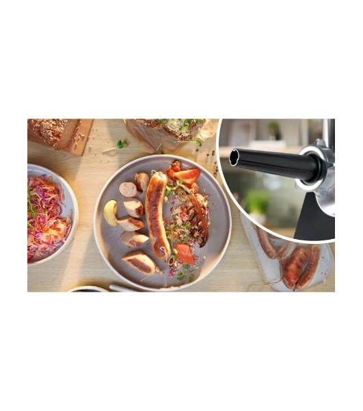 Мясорубка электрическая Bosch MFWS650B черный, 2100 Вт, 3.5 кг/мин, реверс, защита от перегрузки, насадки - 5