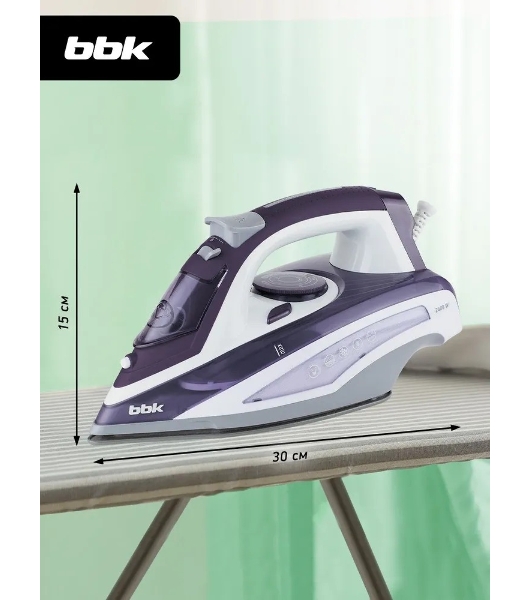 Утюг BBK ISE-2404 фиолетовый, 2400 Вт, 40 г/мин, 140 г/мин, 440 мл