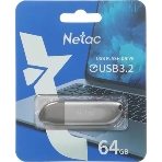 Флешка USB Netac U352 (NT03U352N-064G-32PN), 64Gb, USB 3.0, R/W 110/50, серебристый, фото 1