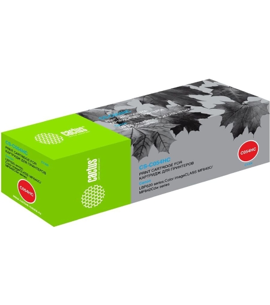 Картридж лазерный Cactus CS-C054HC голубой (2300 стр.) для Canon LBP 621Cw/623Cdw/641Cw/643Cdw