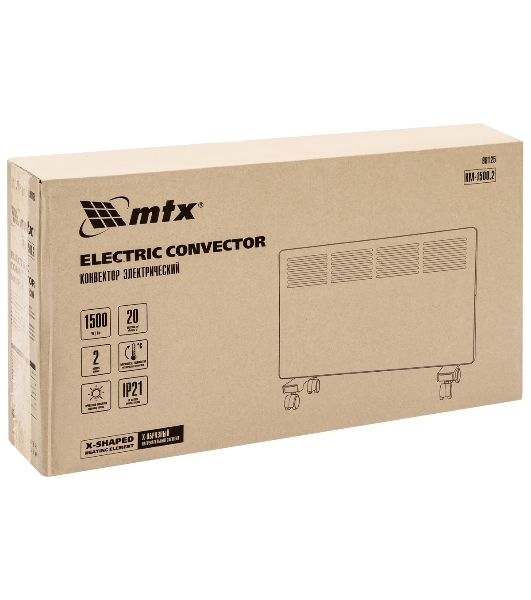 Конвектор электрический MTX КМ-1500.2 белый, 1500 Вт, 20 м2, термостат