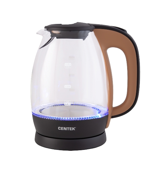 Электрочайник Centek CT-0056 кофейно-бежевый, 1.7 л, 2200 Вт, скрытый нагревательный элемент