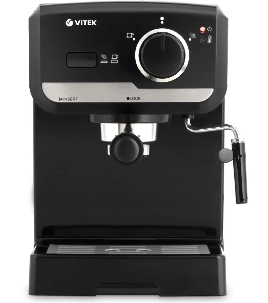 Кофеварка рожковая Vitek VT-1502 черный, исп. кофе - молотый, 1.5 л, 1050 Вт, 15 Бар.