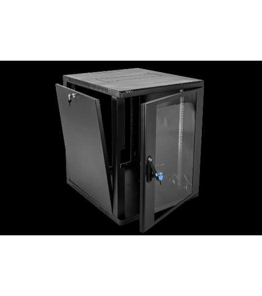 Шкаф коммутационный ЦМО ШРН-15.650-9005 настенный 15U 600x658мм пер.дв.стекл 200кг черный 600мм 180град.
