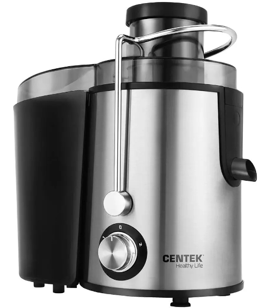 Соковыжималка Centek CT-1209 стальной/чёрный, центробежная, 600 Вт, 500 мл, механическое