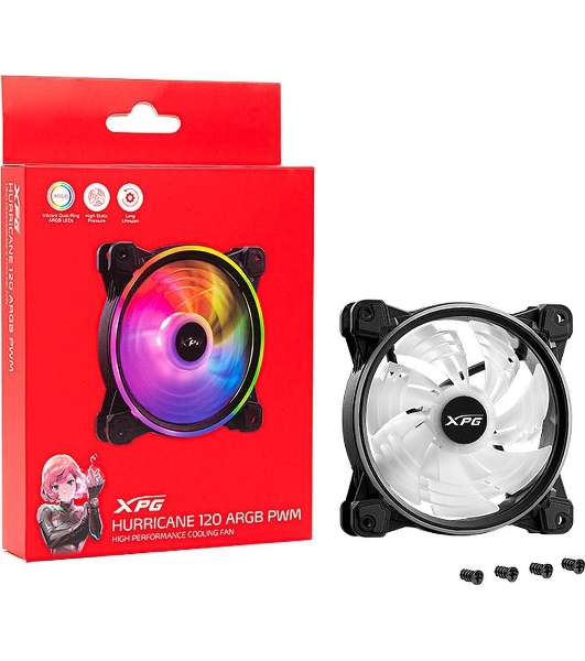 Вентилятор для корпуса ADATA XPG HURRICANE 120 PWM ARGb черный, 120 мм, пластик, 2000 об/мин, 18.17 дБ, 4 pin