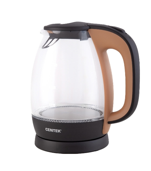 Электрочайник Centek CT-0056 кофейно-бежевый, 1.7 л, 2200 Вт, скрытый нагревательный элемент