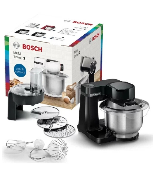 Кухонный комбайн Bosch MUMS2EB01, 700 Вт, 4 скорости, металл чаша 3,8 л, черный