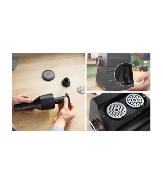 Мясорубка электрическая Bosch MFWS650B черный, 2100 Вт, 3.5 кг/мин, реверс, защита от перегрузки, насадки - 5
