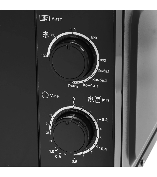Микроволновая печь Sharp R-6000RK черный, 20 л, 800 Вт, переключатели - поворотный механизм