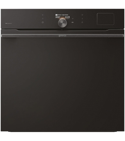 Встраиваемая электрическая духовка Gorenje BFS6148B, объем 77 л, макс. температура 230 градусов, сенсорное/поворотное управление, Wi-Fi, пар (FullSteam), сувид, AirFry, автоматические программы, телескопические направляющие на одном уровне, термощуп, динамическая система охлаждения, многоуровневое приготовление, PerfectGrill, энергоэффективность А+, черный