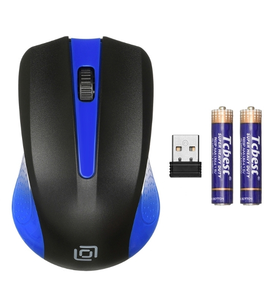 Мышь беспроводная Oklick 485MW черный/синий, 1200 dpi, радиоканал, USB, кнопки - 3