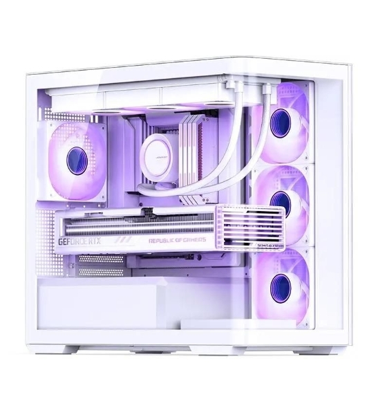 Корпус без блока питания JONSBO D300, Mini-Tower, TG, no fan, 2xUSB-A 3.2 + 1xUSB-C 3.2, mATX, mITX White