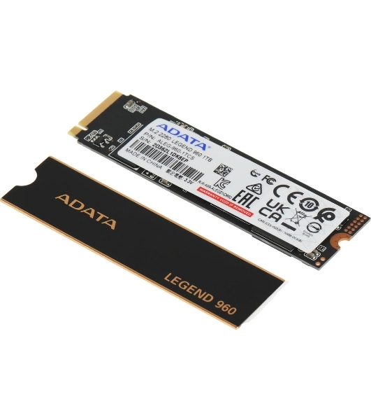 Накопитель SSD ADATA LEGEND 960, 1Tb, PCIe 4.0 x4, M.2 2280, NVMe, R/W 7400/6000, с радиатором