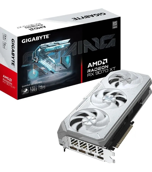 Видеокарта Gigabyte PCI-E 5.0 GV-R907XGAMINGOCICE-16GD AMD Radeon RX 9070XT 16Gb 256bit GDDR6 2520/20000 HDMIx2 DPx2 HDCP Ret