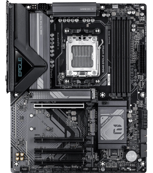 Материнская плата Gigabyte B840 EAGLE WIFI6E, AM5, AMD B840, 4xDDR5, 4xSATA, 3xM.2, 1xPCIe 4.0 x16, 3xPCIe 3.0 x16, 1xHDMI, 1xDP, 1x2.5Gb LAN, Wi-Fi 6E, Bluetooth 5.3, 1xUSB-C 10Gbps, 1xUSB-A 10Gbps, 2xUSB-A 5Gbps, 4xUSB-A 2.0, 3x3.5 мм, 7.1, ATX