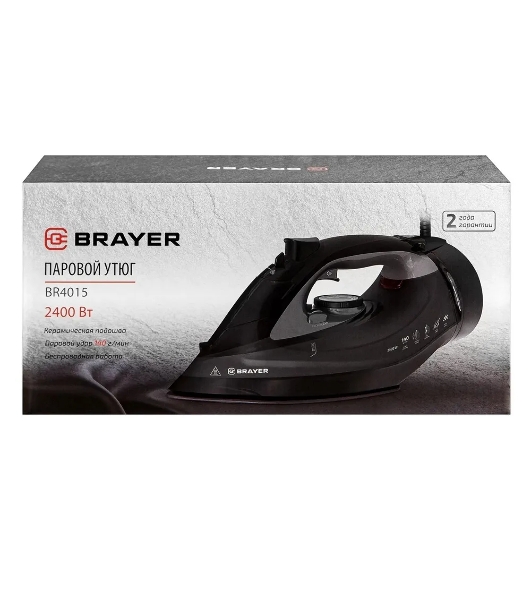 Утюг BRAYER BR4015 черный, 2400 Вт, 25 г/мин, 140 г/мин, 300 мл