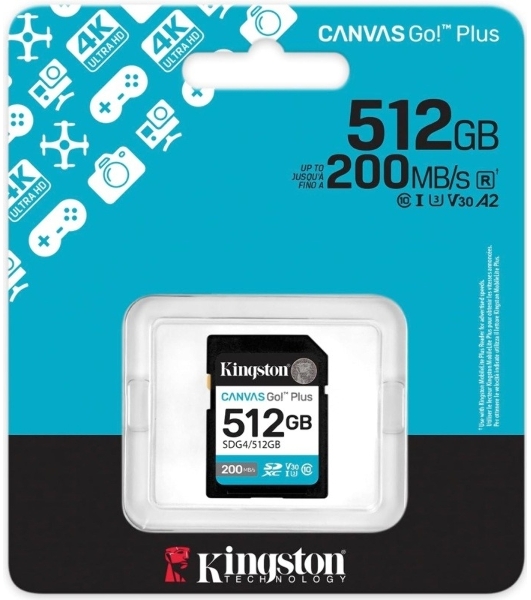 Флеш карта SDXC 512Gb Kingston SDG4/512Gb Canvas Go! Plus w/o adapter