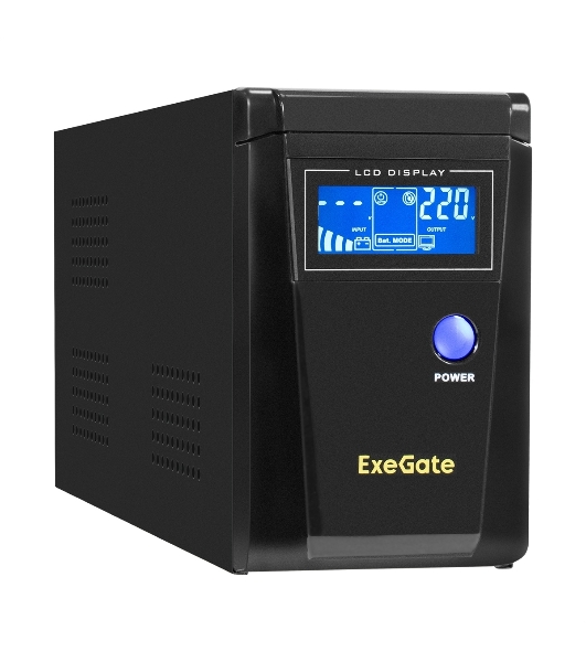 Источник бесперебойного питания (инвертор, синус, для котла) ExeGate SineTower SN-600.LCD.AVR.2SH 600VA/360W, чистая синусоида, LCD дисплей, AVR, 2*Schuko, линейно-интерактивный, черный