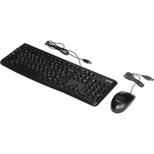 Комплект клавиатура+мышь Logitech MK120 проводной, USB, 1000 DPI, чёрный (неоригинальная гравировка)