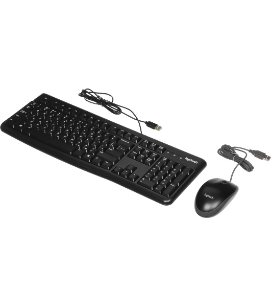 Комплект клавиатура+мышь Logitech MK120 проводной, USB, 1000 DPI, чёрный (неоригинальная гравировка)