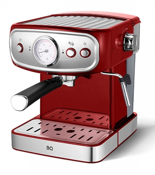 Кофеварка рожковая BQ CM1006 красный-стальной, исп. кофе - молотый, 1,5 л, 850 Вт, 15 бар