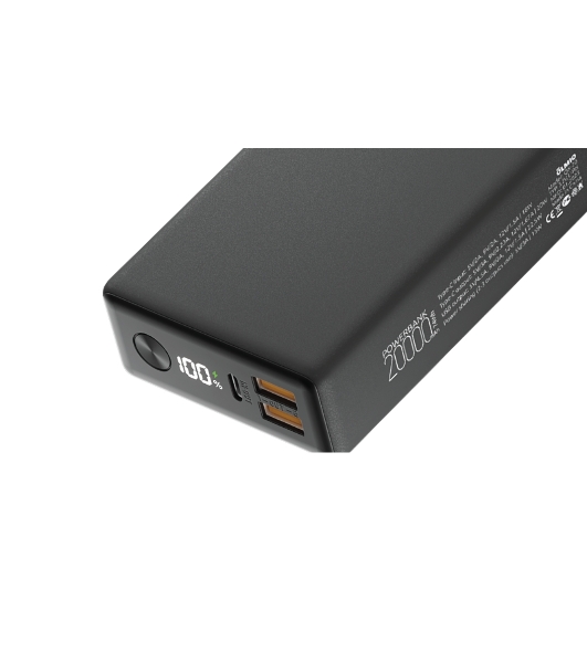 Портативный аккумулятор OLMIO QX-20, 20000mAh, 22.5W, QuickCharge3.0/PowerDelivery, LCD, графитовый
