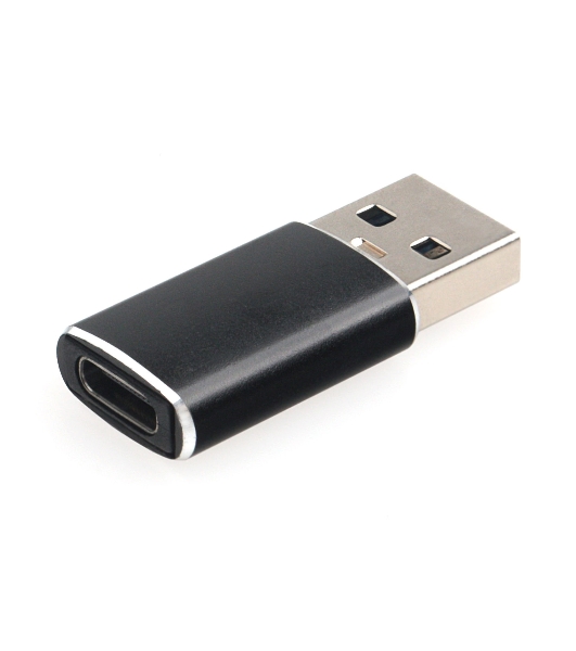 Переходник USB3.1 Cablexpert A-USB3.1-AMCF, AM/Type-C(F), 5 Гбит/с, QC3.0, метал.корпус, Pro, черный, пакет
