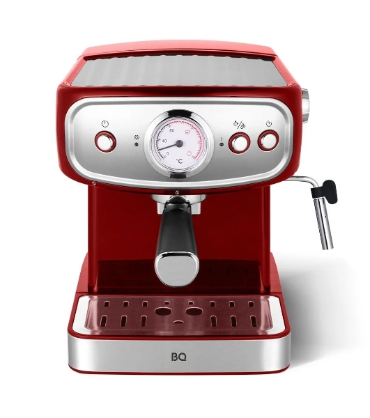 Кофеварка рожковая BQ CM1006 красный-стальной, исп. кофе - молотый, 1,5 л, 850 Вт, 15 бар