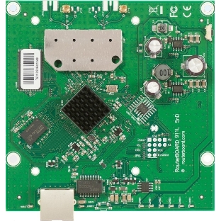 Плата роутера MikroTik 911 Lite5 dual with 600MHz Atheros CPU, 64MB RAM, 1x LAN, built-in 5Ghz 802.11a/n 2x2 two chain wireless, 2xMMCX connectors, RouterOS L3